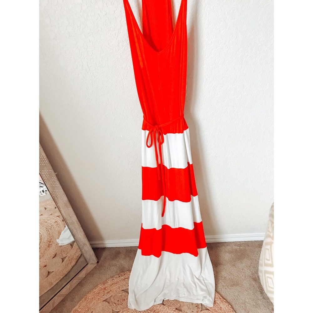 Racer back Red & White Maxi Dress